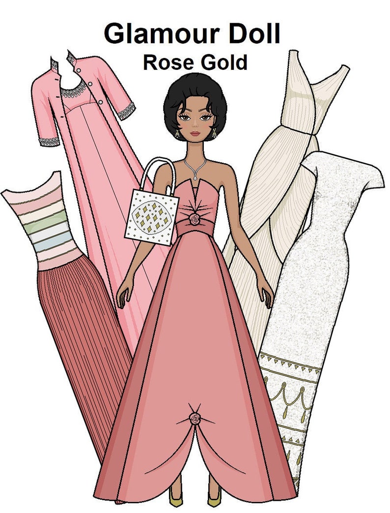 Rose Gold Glamour Paper Doll Printable Paper Doll High-end - Etsy