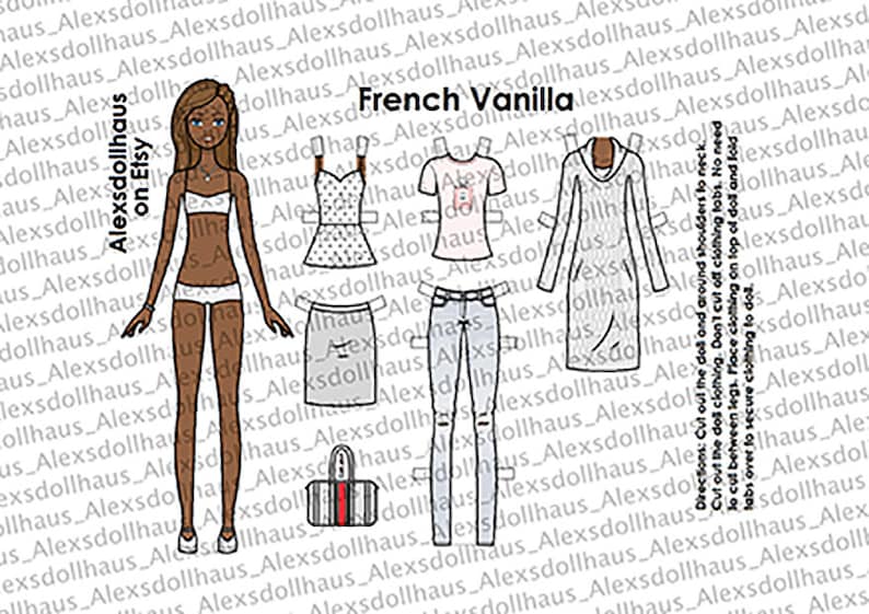 French Vanilla Paper Doll AA Printable Paper Doll African - Etsy