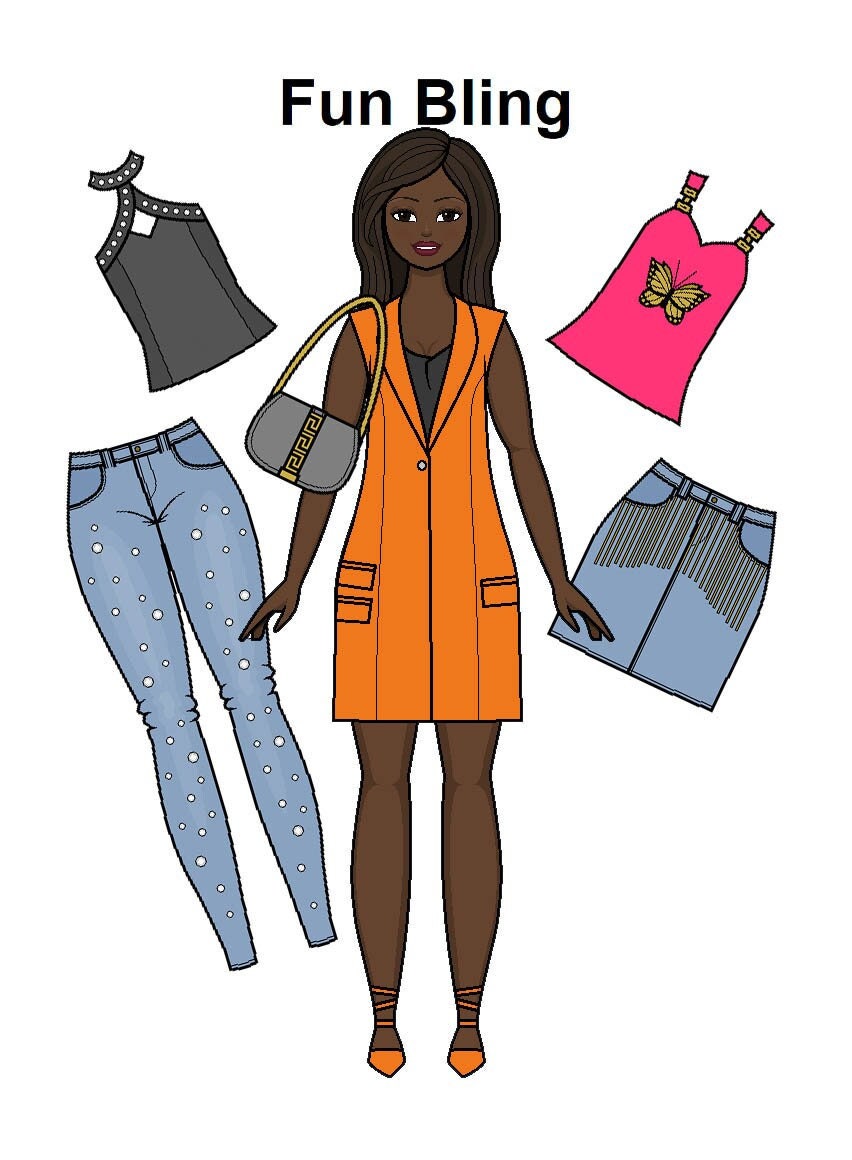 Fun Bling Curvy Printable Paper Doll Sparkly Summer - Etsy
