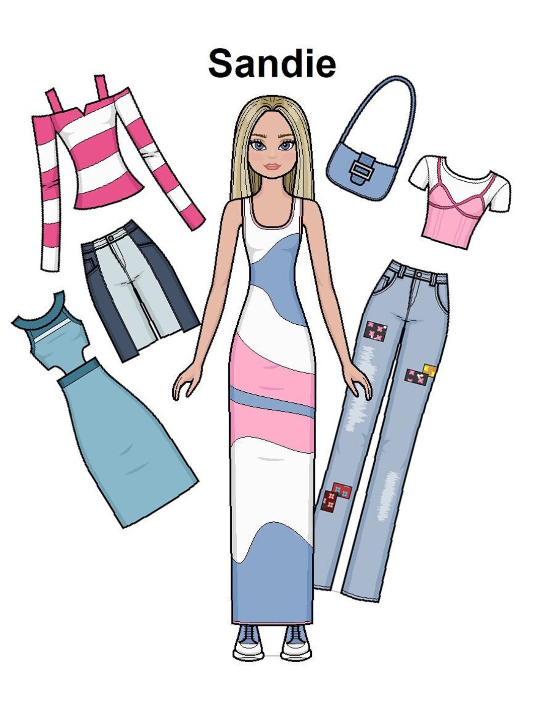 Sandie Paper Doll Hourglass Body Shape Casual Fashion Blonde