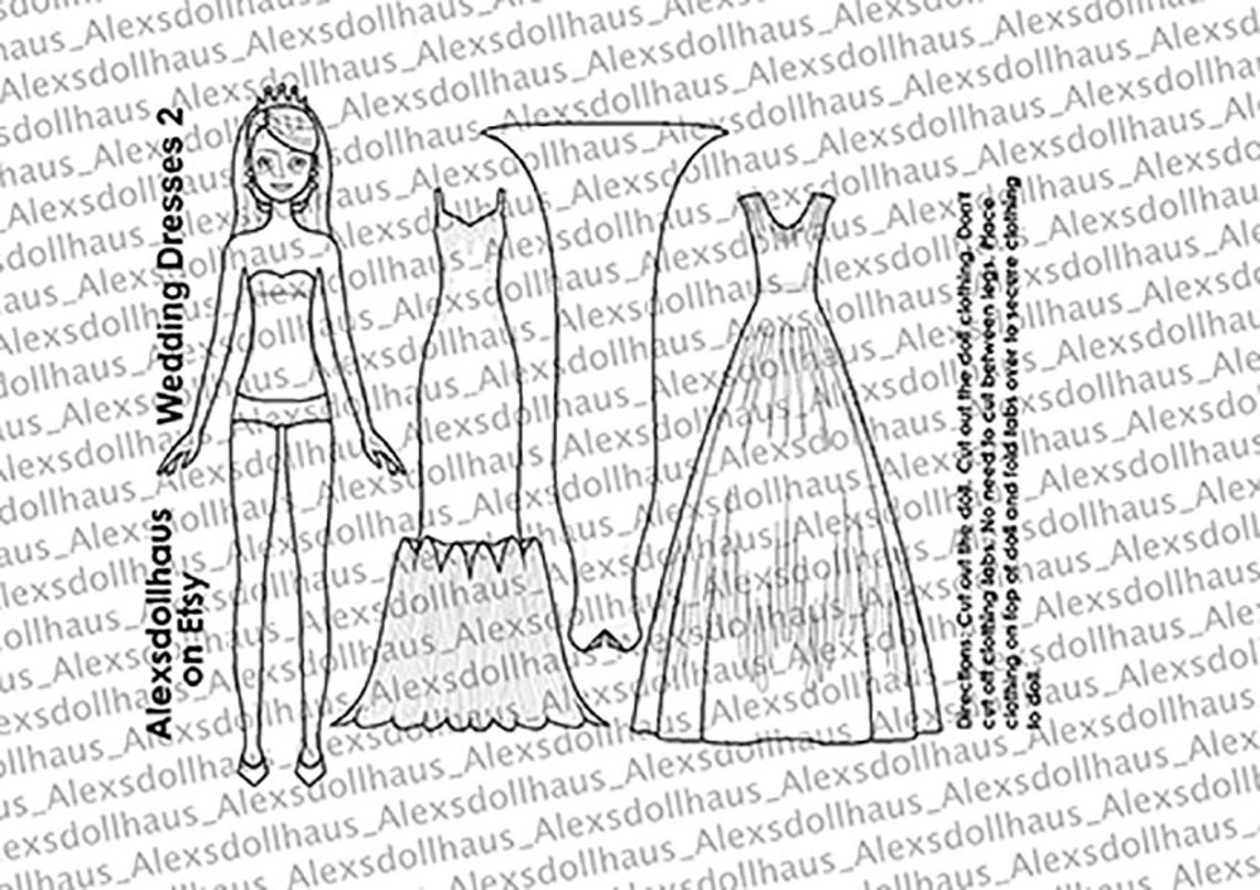 Wedding Dresses 2 Paper Doll Printable Paper Doll Black / - Etsy