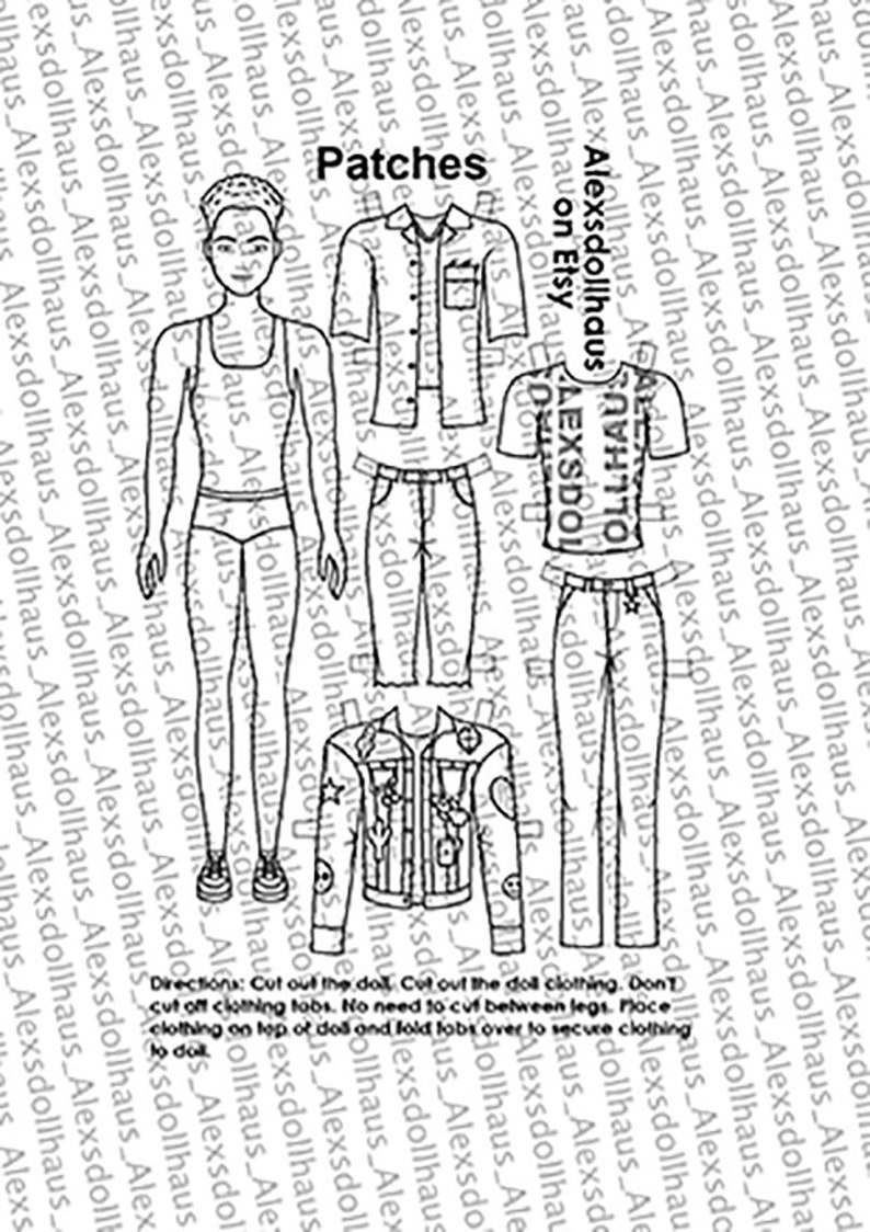Patches Paper Doll Printable Male Paper Doll Fun Fashion - Etsy