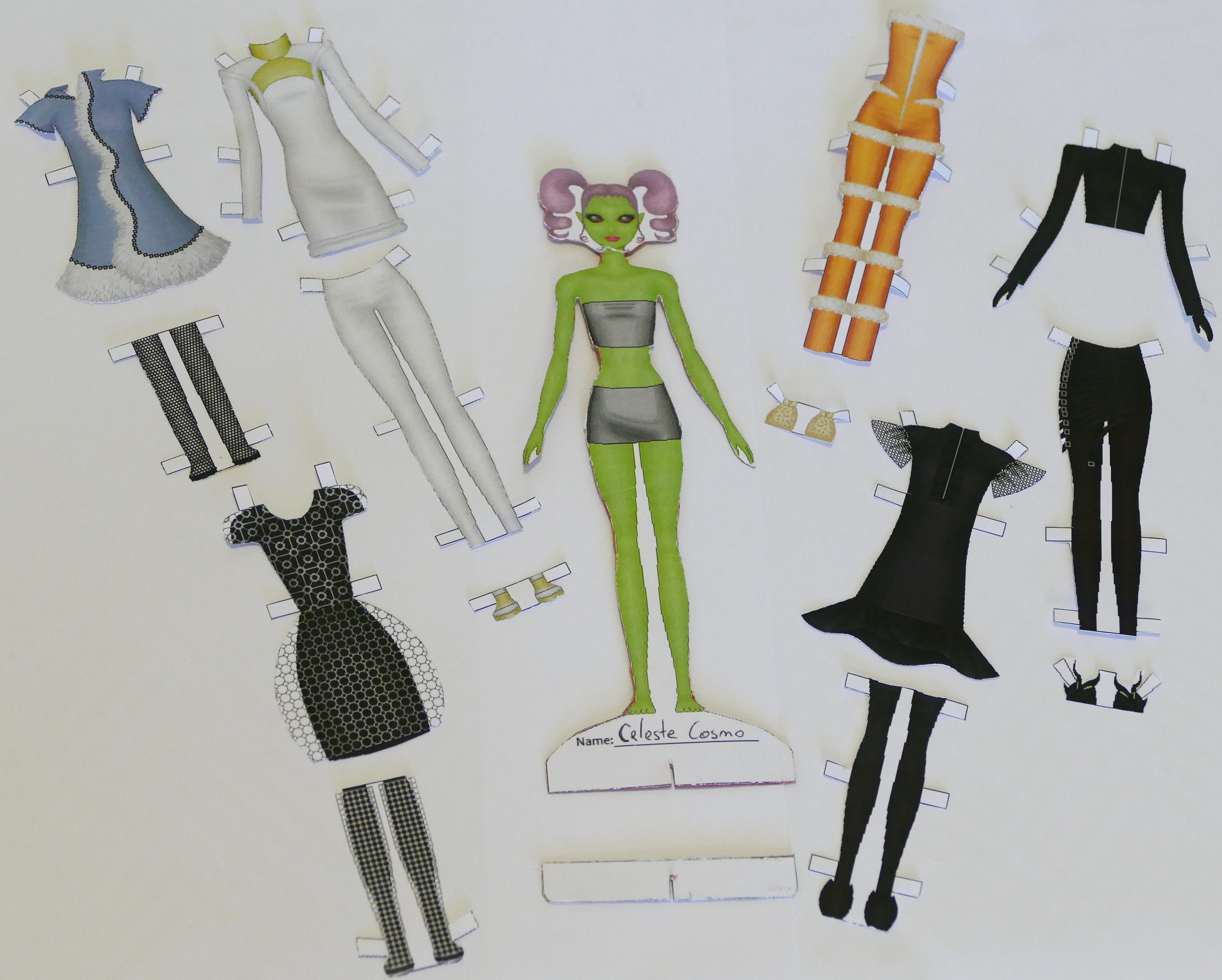 Alien Princess Printable Paper Doll Green Skin Purple Hair | Etsy