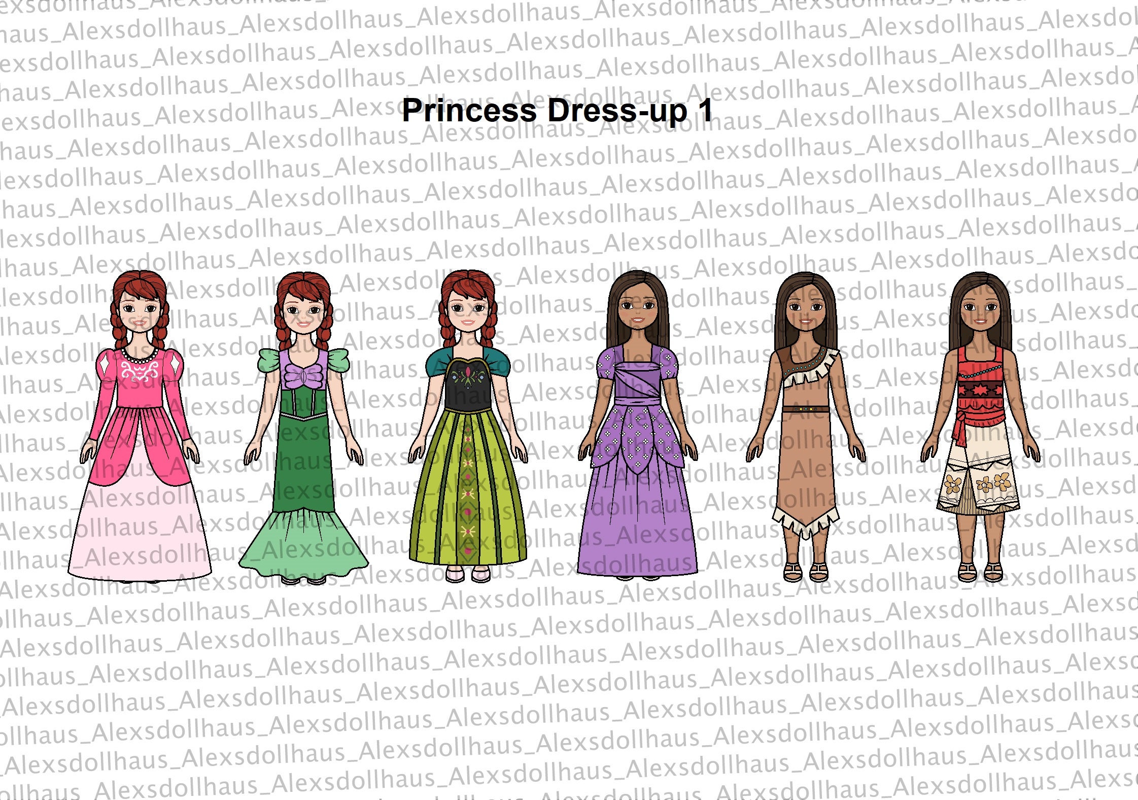 Princess Dress-up 1 Paper Doll Printable Paper Doll - Etsy