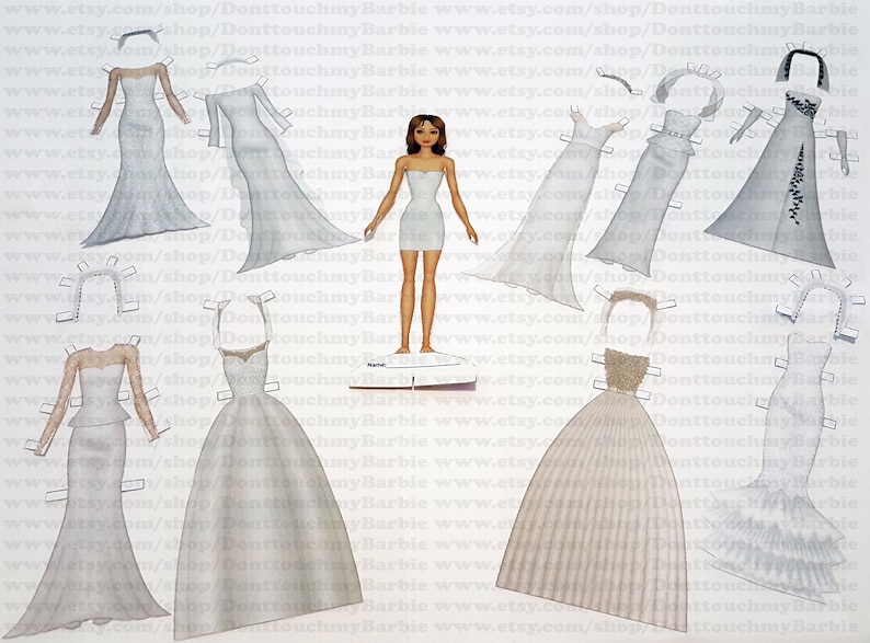 Wedding Paper Doll Printable Wedding Dresses Bride Paper - Etsy