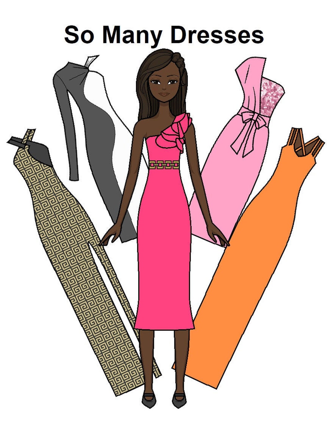So Many Dresses Printable Paper Doll Glamorous Dresses Fancy Dresses