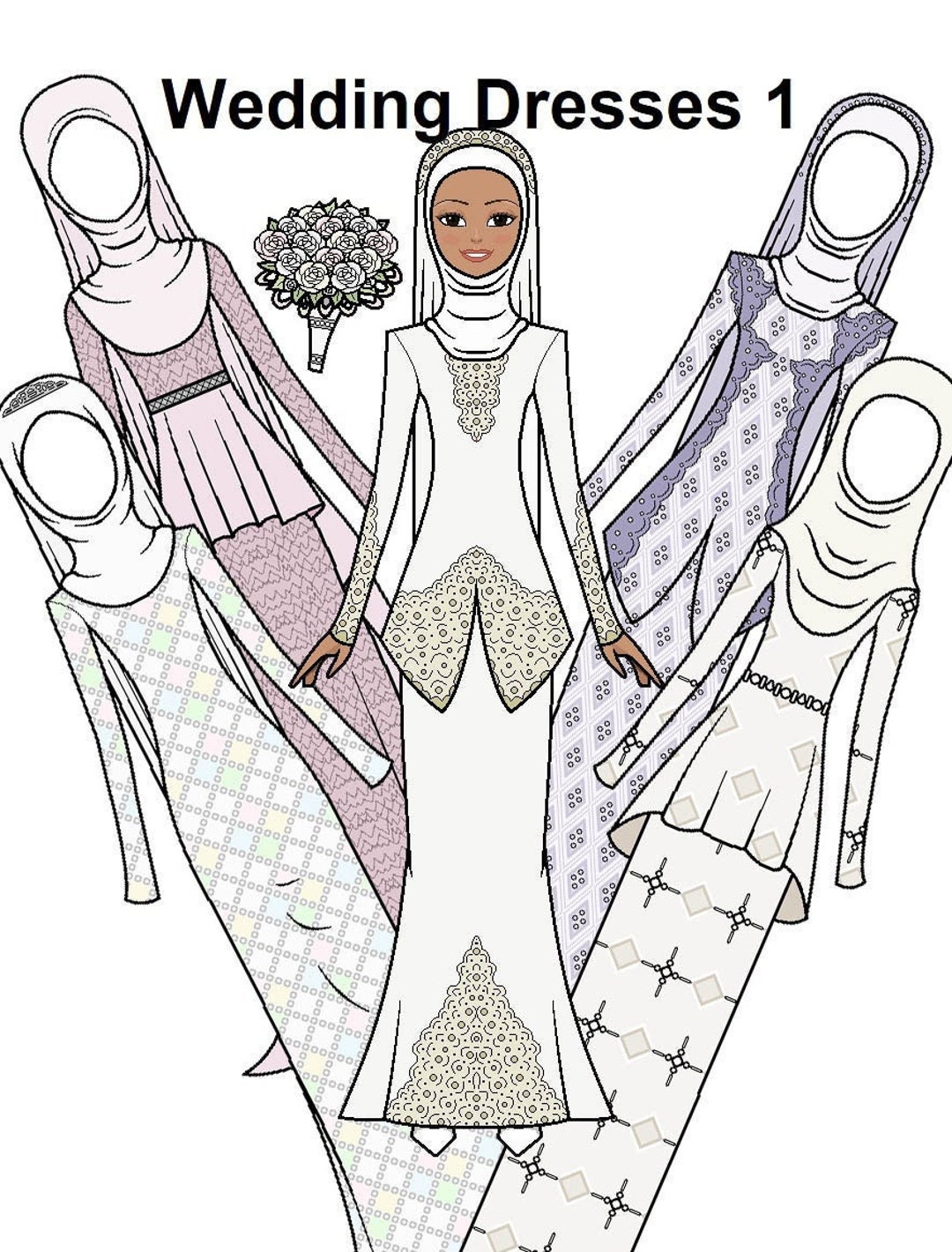 Wedding Dresses 1 Paper Doll - Printable Paper Doll - South East Asian ...