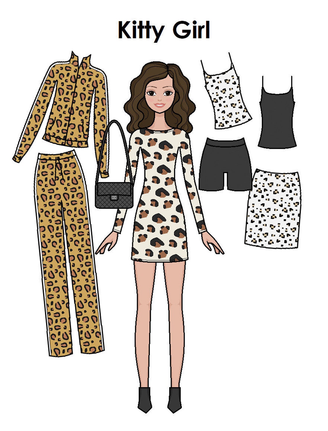 Kitty Girl Paper Doll Burnette Printable Paper Doll | Etsy