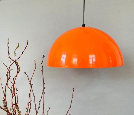 Handgefertigter Lampenschirm – Orange Mit Weißem Geometrischem Muster, In Verschiedenen Größen (15–40 Cm Ø), Für Tisch- & Deckenlampen