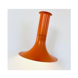 Danish large Lyfa  vintage pendant light. Original orange color.  Vintage ceiling lamp