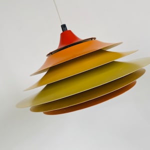 Reserved..   Stunning Danish Vitrika pendant light. Original orange colors.  Vintage ceiling lamp