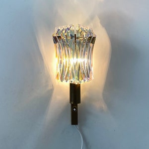 Danish vintage wall lamp. Hollywood regency iridescent thick glass and brass corpus. Rustic by Hassel and Teudt.