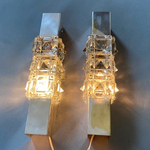 A pair of stunning large crystal sconces. Mid-century, Kinkeldey,  Hollywood Regency, Rare and very beautiful wall lamps.