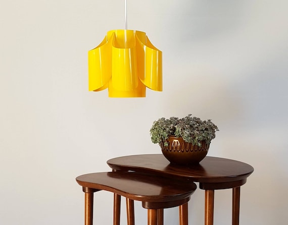Funky Yellow Plastic Pendant Light 1960s Vintage Design Pop Art
