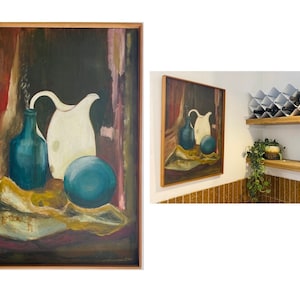 Fantastic mid century still life oil painting. Danish vintage art.