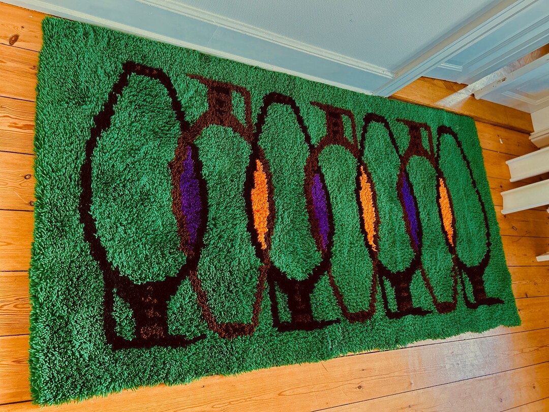 Rya Rug, 1960s Bohemian Wool Carpet, Danish Mid-century Design - Etsy