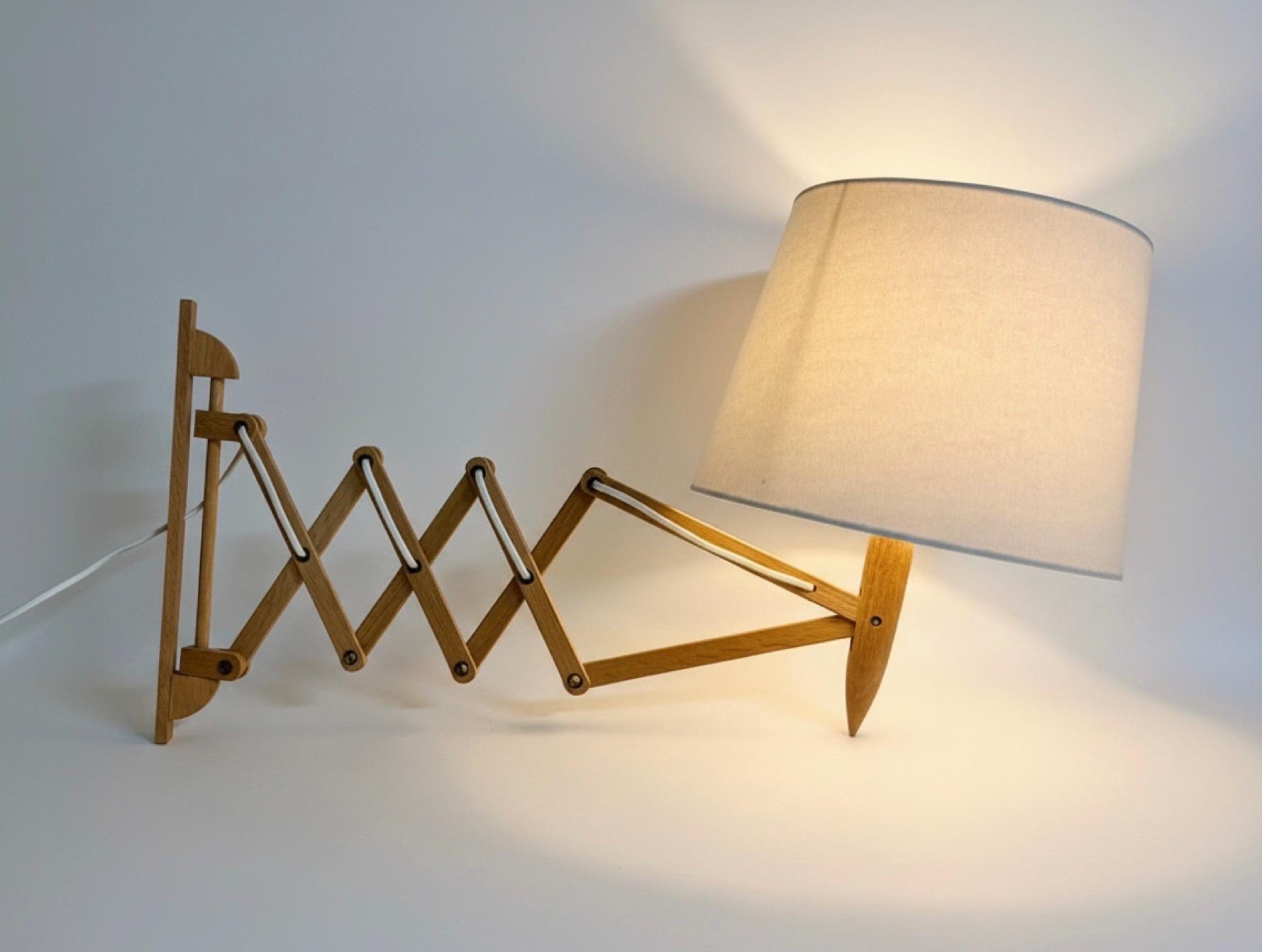 Danish Classic Oak Scissor Lamp. Midcentury Design. Extendable