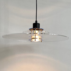 Large Danish 1980s Designlight minimalistic pendant light White vintage metal ceiling lamp