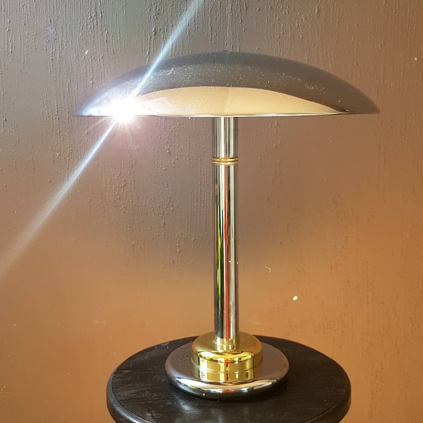 große Chrom Schreibtischlampe Art Deco inspiriert 1980er Jahre High-Tech-Tischlampe