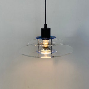 Danish 1980s Designlight minimalistic UFO pendant light. vintage metal plexiglass ceiling lamp