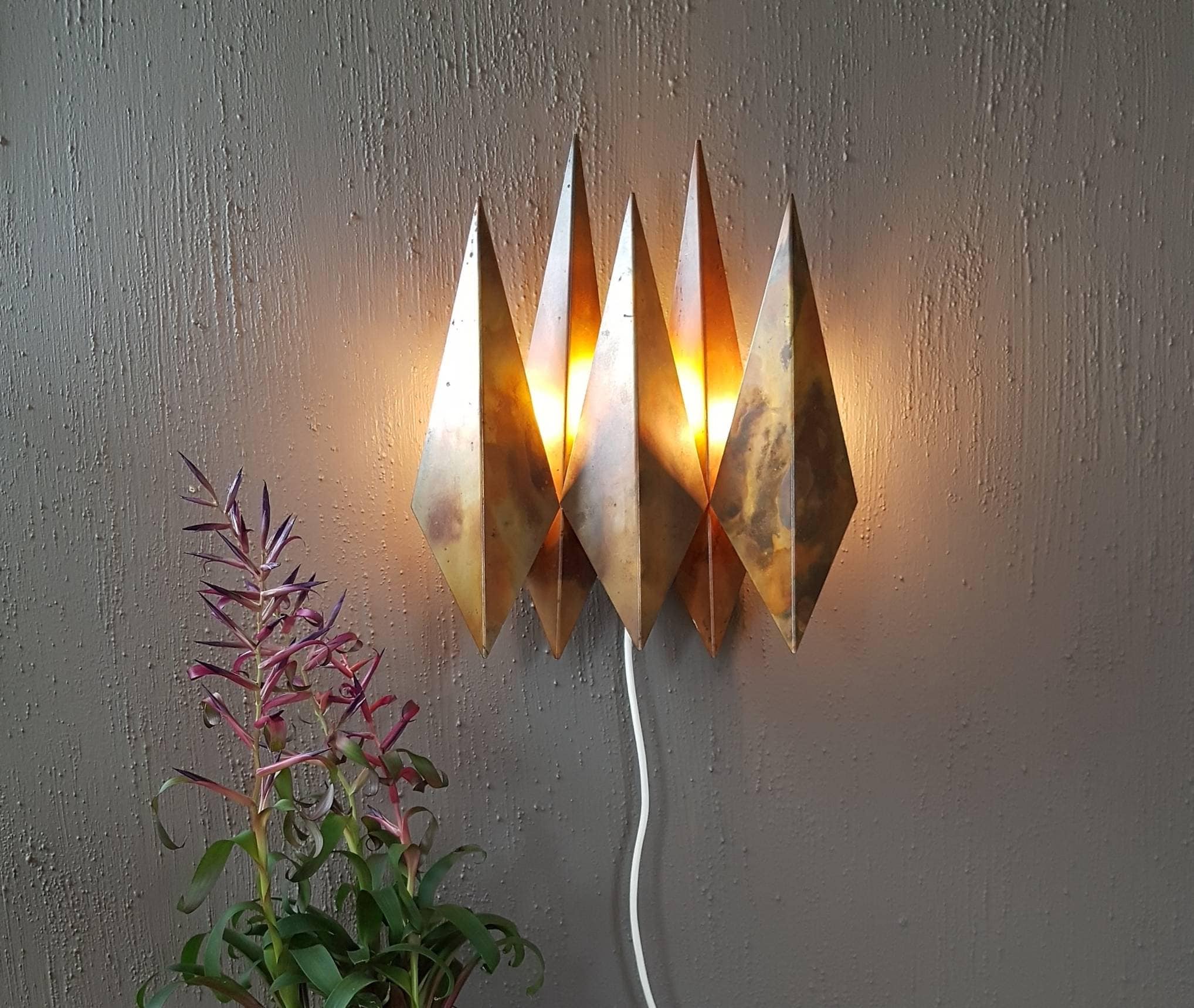 On hold.  Rare Svend Aage Holm Sorensen Diamond sconce, Danish Mid-century design, vintage brutalist wall lamp
