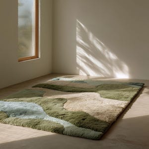 Colourfull Modern Handmade Tufted Rug, Aesthetic Area Rug, Handcrafted Funky Textured Floor Carpet, Organic Texture Decor For Living Room