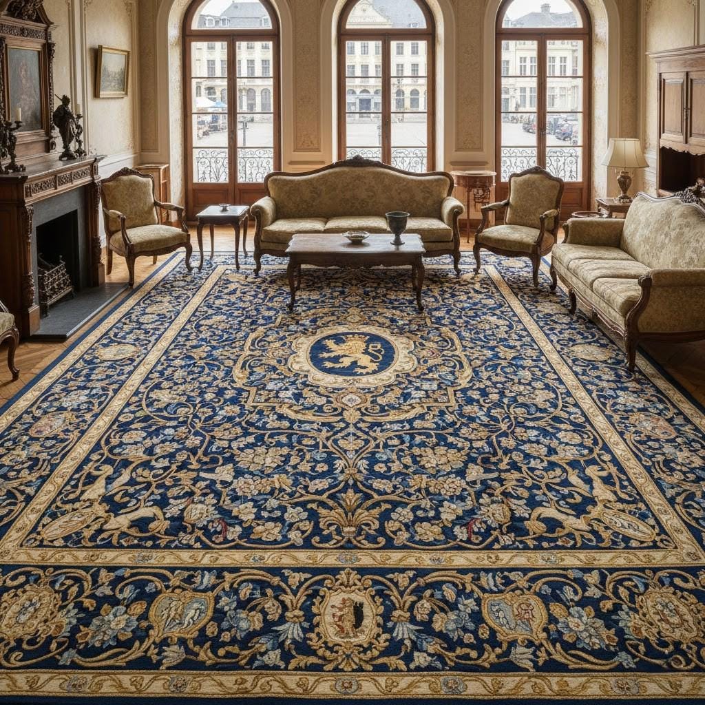 Blue and gold traditional rug