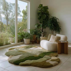 Colourfull Modern Handmade Tufted Rug, Aesthetic Area Rug, Handcrafted Funky Textured Floor Carpet, Organic Texture Decor For Living Room