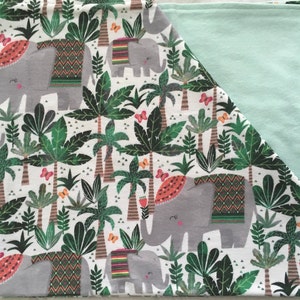 Safari Elephant Flannel Baby Blanket: Reversible Toddler Bedding