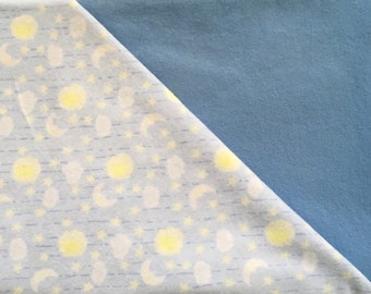 Mond und Sterne Babydecke in gelb und blau