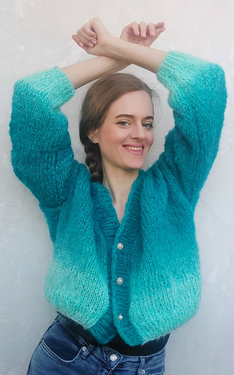 Chunky Knit Cardigan Pattern Mohair Knit Cardigan Tutorial Etsy