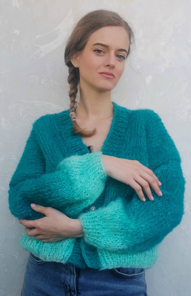 Chunky Knit Cardigan Pattern Mohair Knit Cardigan Tutorial Etsy