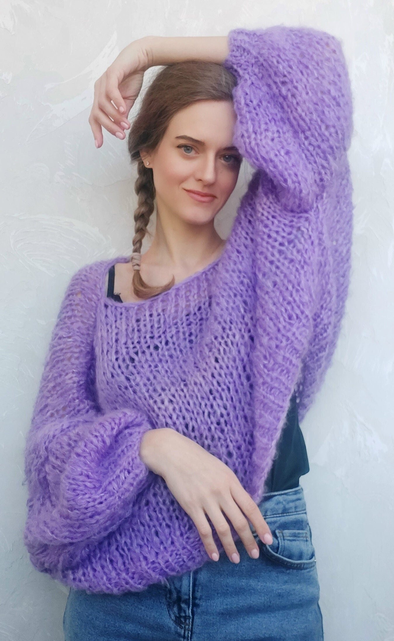 Lilac Knit Sweater - Etsy