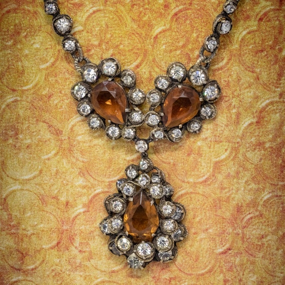 Antique Victorian Golden Paste Lavaliere Drop Neck