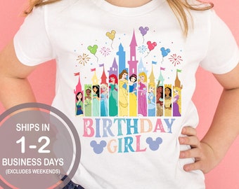 Disney Princesses Birthday Shirt, Disney Birthday Shirt, Girl's Disney Birthday Shirt, Disney Castle Birthday Shirt, Disneyland Birthday