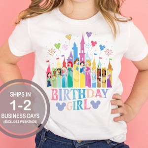 Disney Princesses Birthday Shirt, Disney Birthday Shirt, Girl&#39;s Disney Birthday Shirt, Disney Castle Birthday Shirt, Disneyland Birthday