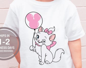 Marie Cat Disney Balloon Shirt, Aristocats Shirt, I'm A Lady, Girl's Disney Shirt, Disneyland Birthday, Disney World Kids Shirt