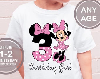 Minnie Mouse Birthday Shirt, Girl's Disney Birthday Shirt, Cute Girls Disney Birthday Shirt, Disneyland Birthday, Disney World Birthday