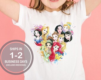 Watercolor Disney Princess Shirt, Colorful Disneyland Shirt, Disney Princesses Shirt, Youth Disney Shirt, Girl's Disney Shirt, Disney World