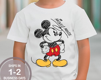 Classic Sketch Mickey Mouse Signature Shirt, Mickey Kids Shirt, Youth Disney Shirt, Boy&#39;s Disney Shirt, Brother Sister Kids Disney Shirt
