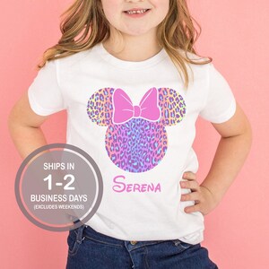 Leopard Girls Disney Personalized Name Shirt, Minnie Bow Name Shirt, Animal Kingdom Shirt, Girls Disney Shirt, Disney Kids Name Shirt