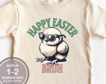 Chemise Joyeuses Pâques Bruh, chemise de Pâques drôle pour enfants, chemise oeuf de Pâques poussin, chemise de Pâques pour garçons, jolie chemise de Pâques, chemise d'école de Pâques