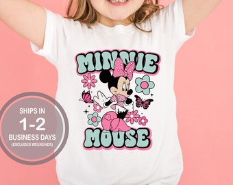 Cute Girls Retro Minnie Mouse Shirt, Minnie Mouse Bow Shirt, Disney Kids Shirts, Little Girls Disney Shirt, Boho Kids Disney Shirt