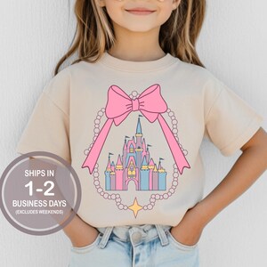 Coquette Disney Cinderella Castle Frame Bow Shirt, Cute Girls Disney Castle Shirt, Disney Kids Shirts, Disney World Shirts, Princess Shirt