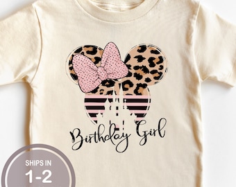 Anniversaire fille Minnie chemise léopard, chemise d'anniversaire Disney, chemise d'anniversaire pour fille Animal Kingdom, chemise d'anniversaire Minnie, anniversaire de Disneyland