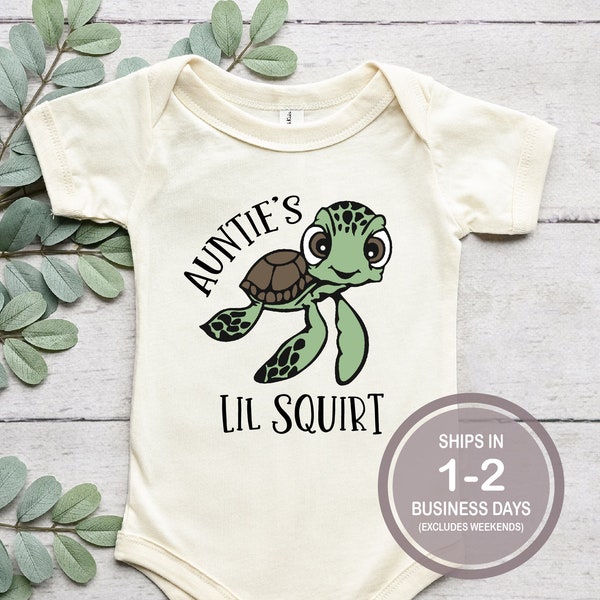 Auntie's Little Squirt Bodysuit Shirt, Squirt Nemo Shirt, Cute Baby Disney Shirt, Surfer Beach Kid Shirt, Disneyland Baby Shirt, Disney Baby