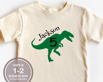 Dinosaur T-rex Birthday Boy Shirt, Name Age Dinosaur Birthday Shirt, Dinosaur Birthday Party, Personalized T-Rex Birthday Shirt