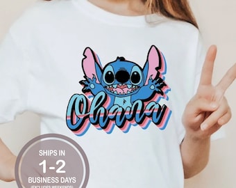 Ohana Stitch Shirt, Youth Disney Shirt, Girl's Disney Shirt, Aulani Shirt, Lilo And Stitch Shirt, Cute Kids Disney Shirt
