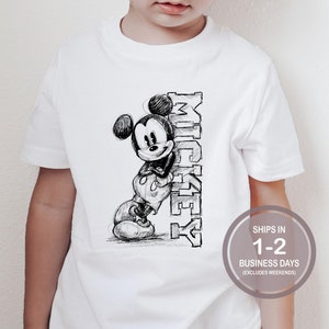 Sketch Mickey Mouse Classic Shirt, Mickey Kids Shirt, Youth Disney Shirt, Boy&#39;s Disney Shirt, Animation Mickey Shirt