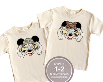 Jumelles Mickey Minnie Chemise Animal Kingdom, chemise Disney garçons filles, chemise Safari Kilimandjaro, chemise Disney World, chemise Mickey Safari